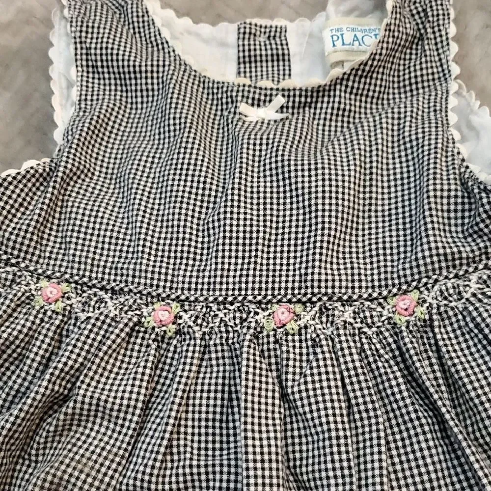 The Children's Place Black and White Checkered Dress Baby 12 Months - Picture 3 of 7